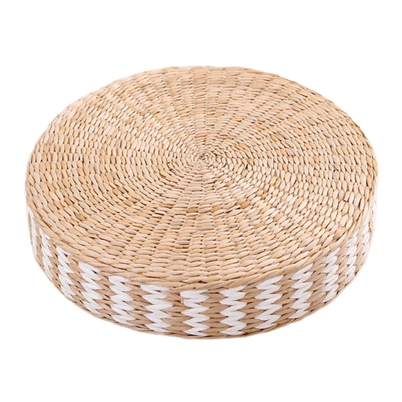 Cojín De Suelo Alfombra De Tatami Paja Tejida Cojín De Kowtow Hecho A Mano Cojín De Asiento Blanco 45x10cm