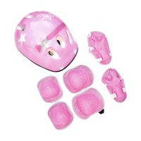 Ioensy - 7 Unids/Set Casco De Bicicleta Casco De Patinaje Sobre Ruedas Para Ciclismo Patinar Rosa