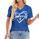 thumbnail image 4 of Camiseta de béisbol para mamá Talovee para mujer, cuello en V, azul, talla M, 4 of 5