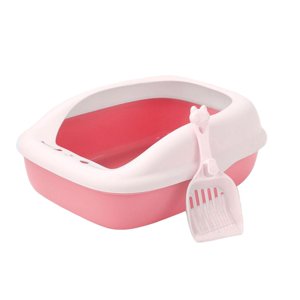 Ioensy - Caja De Arena Para Gatos Con Bandeja De Arena Duradera Para Mascotas De Lado Alto Cat Sandbox Bedpan Pink