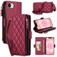 thumbnail image 2 of Para iPhone 17e / iPhone 16e Funda Tipo Billetera con Bloqueo RFID, Funda de Teléfono Tipo Bolso Cruzado con 9 Ranuras para Tarjetas, Bolsillo con Cierre y Correa Desmontable, Rojo, para iPhone 17e, 2 of 9