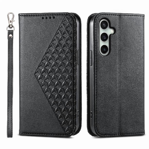 Funda Flip FOXDOCK para Samsung Galaxy S25 FE , Estilo Billetera con Diseño Rombo, Correa de Mano y Soporte, Uso Diario