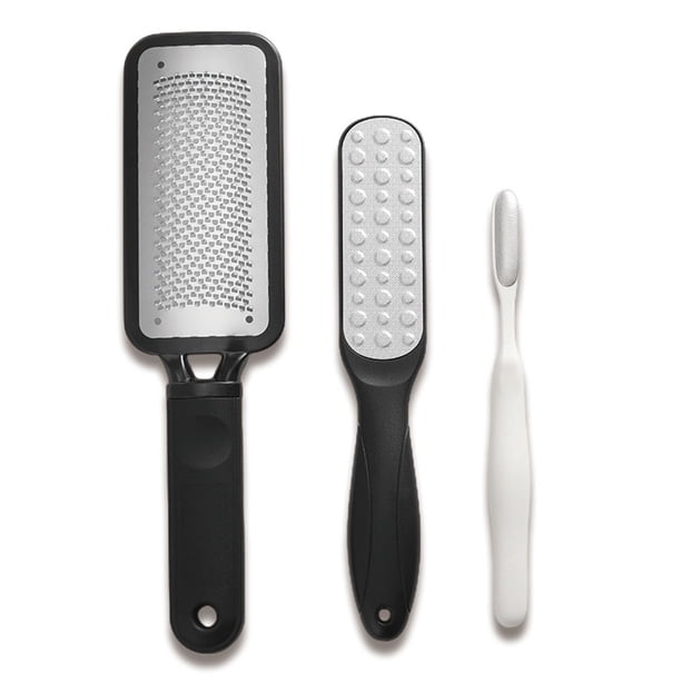 Lima para pies (3 unidades), raspador de acero inoxidable para talones y exfoliante para ducha. Eliminador de piel muerta.