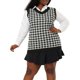 thumbnail image 5 of Agnes Orinda Conjuntos de Halloween para Mujeres Tallas Grandes Chalecos de Punto con Cuello en V de Pata de Gallo 4X Negro Blanco, 5 of 8