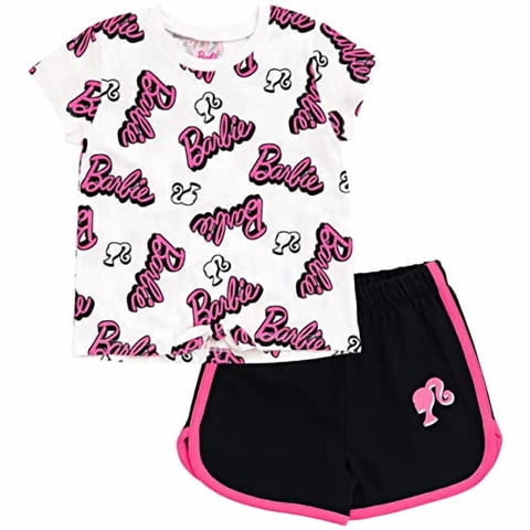 Camiseta Barbie Para Niñas Para Niñas Y Pantalones Cortos Activos De Delfines