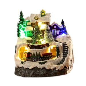 Magideal - Figura De Resina Para Construir Una Casa Navideña Con Luces Led Y Música Para Estantería Navideña, Dormitorio, Oficina, Escritorio, Regalo , De Arbol De Navidad