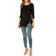 thumbnail image 2 of INSPIRE CHIC Blusas para Mujer Cuello Redondo Manga 3/4 Decoración de Botones Dobladillo Irregular Estilo Casual Blusa 2XL Negro, 2 of 7