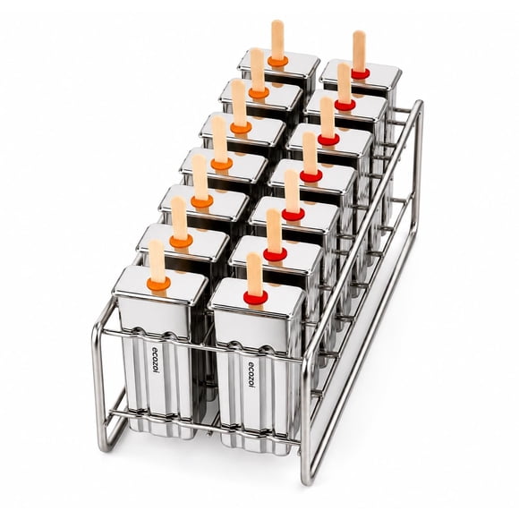 Moldes para paletas ecozoi de acero inoxidable, set de 14 piezas, 90 ml