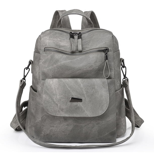Large Women Backpack Purse Anti-theft Fashion Casual Lightweight Ladies Travel PU Washed Leather Ladies Rucksack Shoulder Bag