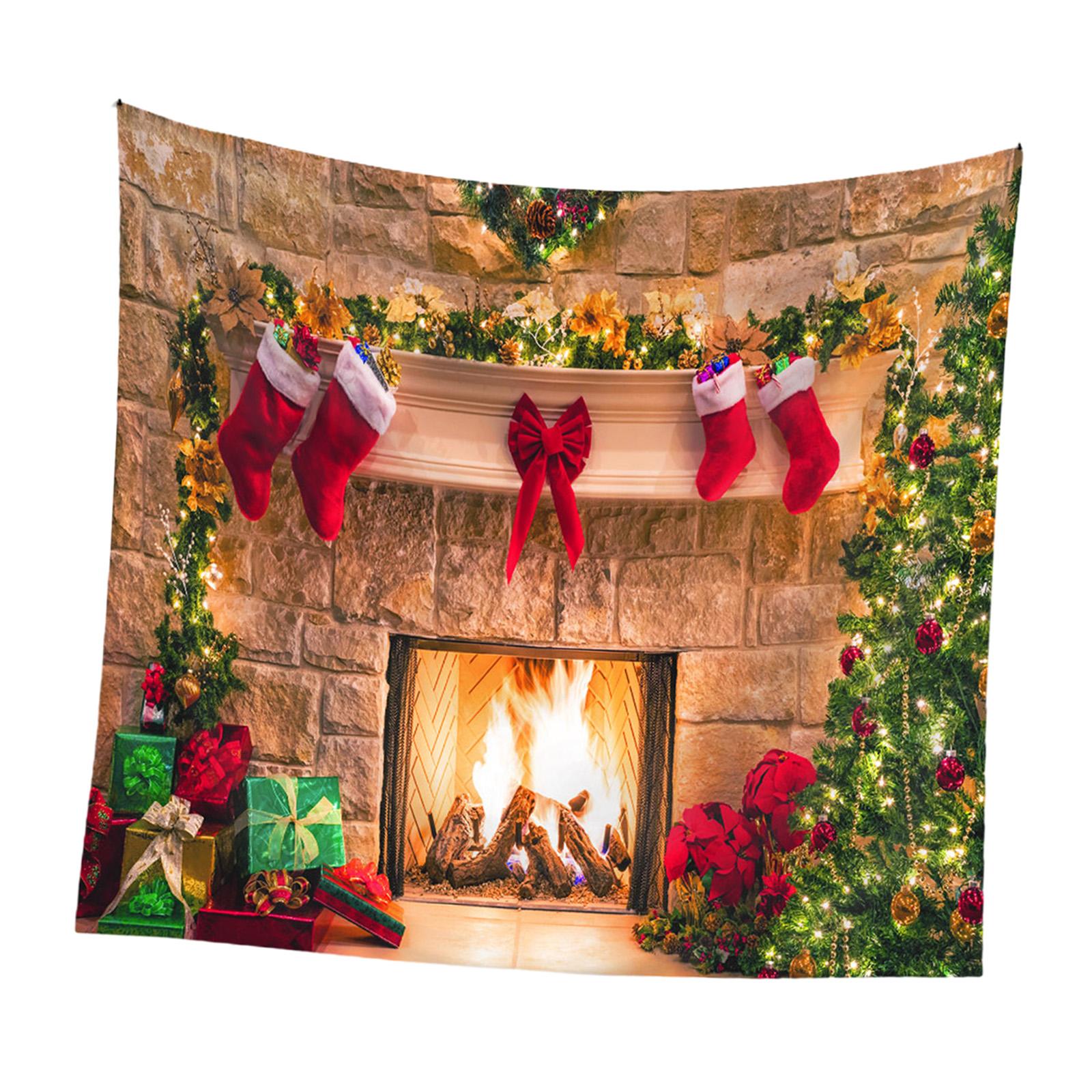 Magideal - Telón De Fondo De Chimenea Navideña, Tapiz Navideño, Decoración De Pared, Manta, Tela De Fondo Navideña Para Decoración Del Hogar, Fiesta Y Festival , 200Cmx150Cm