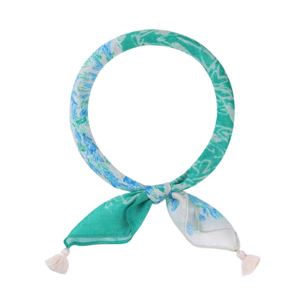 INSPIRE CHIC Pañuelos Cuadrados con Estampado Floral para Mujer, 23.6X23.6" Flores Borla Gasa Pañuelo Beige Hoja Verde
