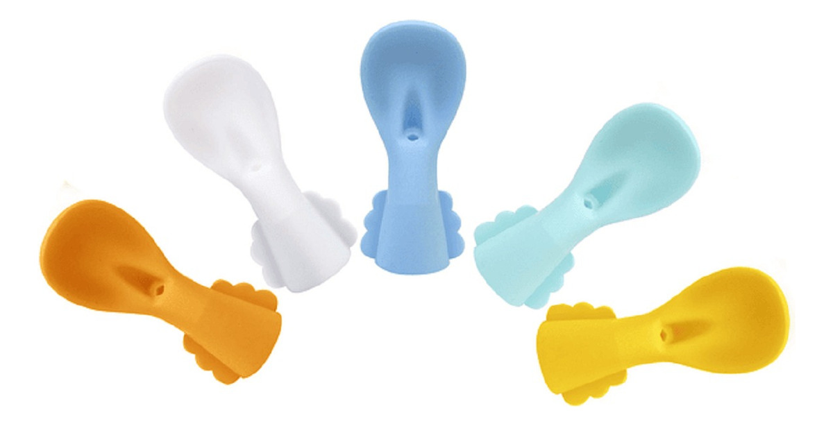Genérico - Set 9 Cucharas Silicona Bolsa Alimentacion Infantil Lau