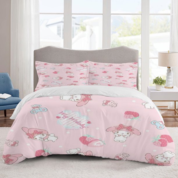 My melody Bedding Sets Cartoon Duvet Cover Lightweight 3 Piece Bet Sets for Kids Boys Girls