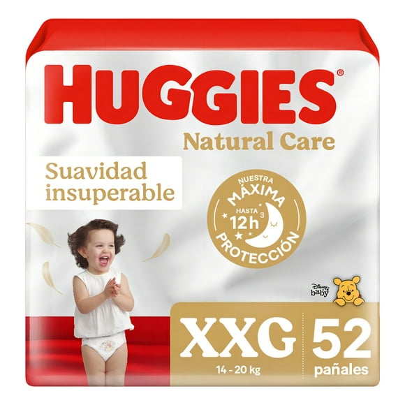 Pañales Huggies Natural Care Xxg 52 Unidades Rojo