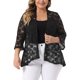 thumbnail image 1 of Agnes Orinda Trajes de Halloween para Mujeres Tallas Grandes Cárdigans de Escuela Universitaria Abiertos al Frente Mangas 3/4 Acampanadas Encaje Transparente Floral Cubierta Bolero Chalecos 2X Negro, 1 of 8