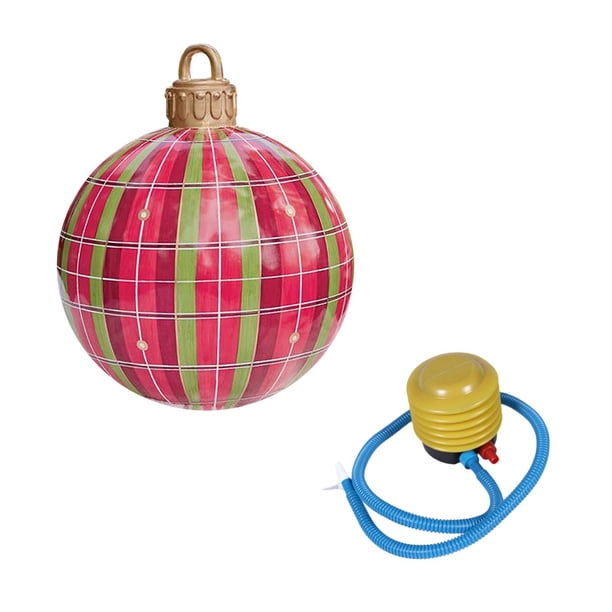 Bola Inflable De Navidad, Accesorios De 20 Pulgadas, Bola De Navidad Para Exterior, Festival, Jardín, Rejilla Roja