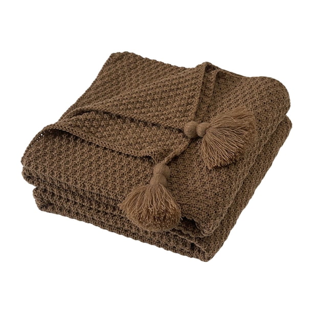 Manta De Tiro De Punto Manta De Camping Con Borla Suave Para Cama Sofá Sofá 150 Cm X 200 Cm