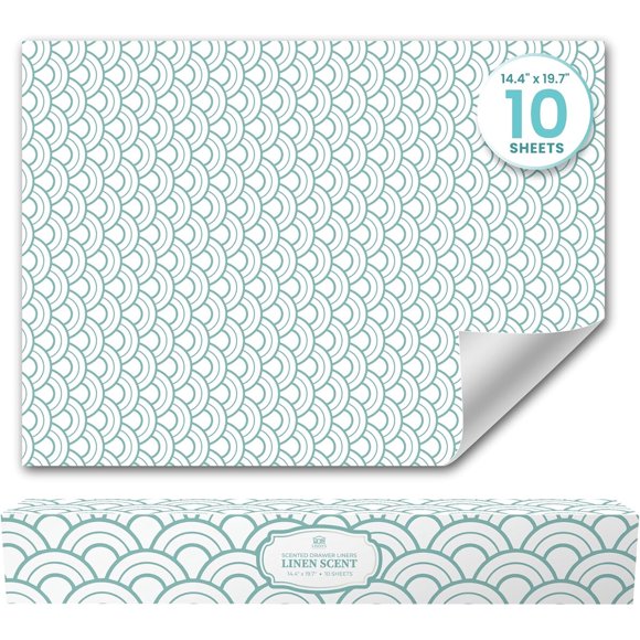 Fresh Linen Scented Drawer Liners for Dresser Drawers, 10 Pack