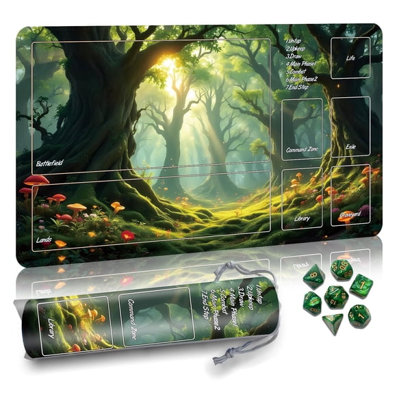 Tapete de juego Partypda MTG 61 x 36 cm impermeable antideslizante con dados