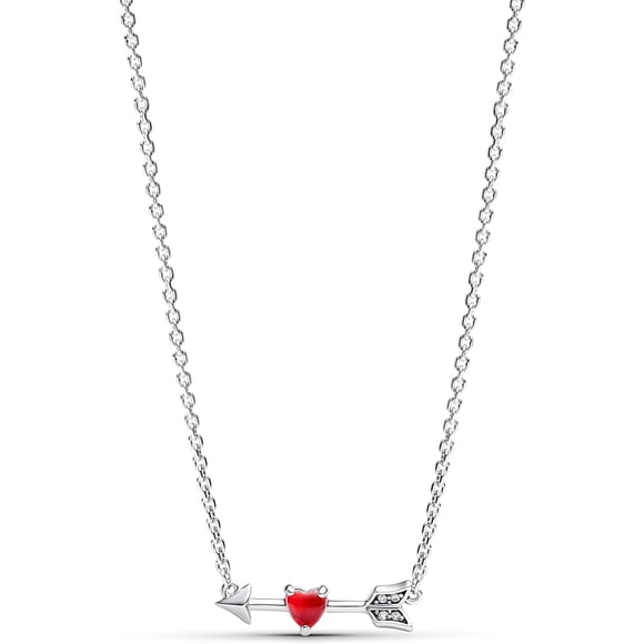 Collar Pandora Arrow & Murano Glass Heart Sterling Silver