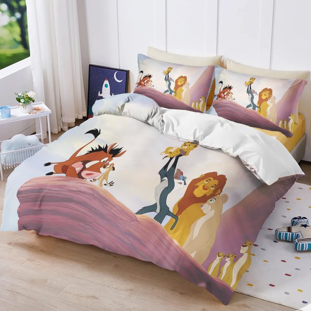 Christmas Gifts The Lion King Luxury Bedding Set Cute Printed Cartoon Quilt Cover Duvet Cover 3-Piece Set Home