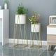 thumbnail image 2 of Set 2 Porta Maceteros Pedestal Maceta Plantas Blanco Dorados, 2 of 8