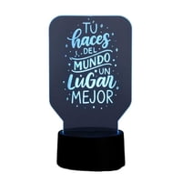 Lampara Ilusion 3D Frase: Tu Haces Del Mundo... De 7 Colores, Base Touch