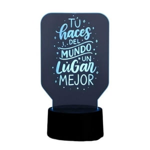 Lampara Ilusion 3D Frase: Tu Haces Del Mundo... De 7 Colores, Base Touch