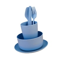 Bothyi - Juego De Vajilla De Paja De Trigo De 6 Piezas, Platos Y Cuencos Para Dormitorio Universitario, Rv Azul