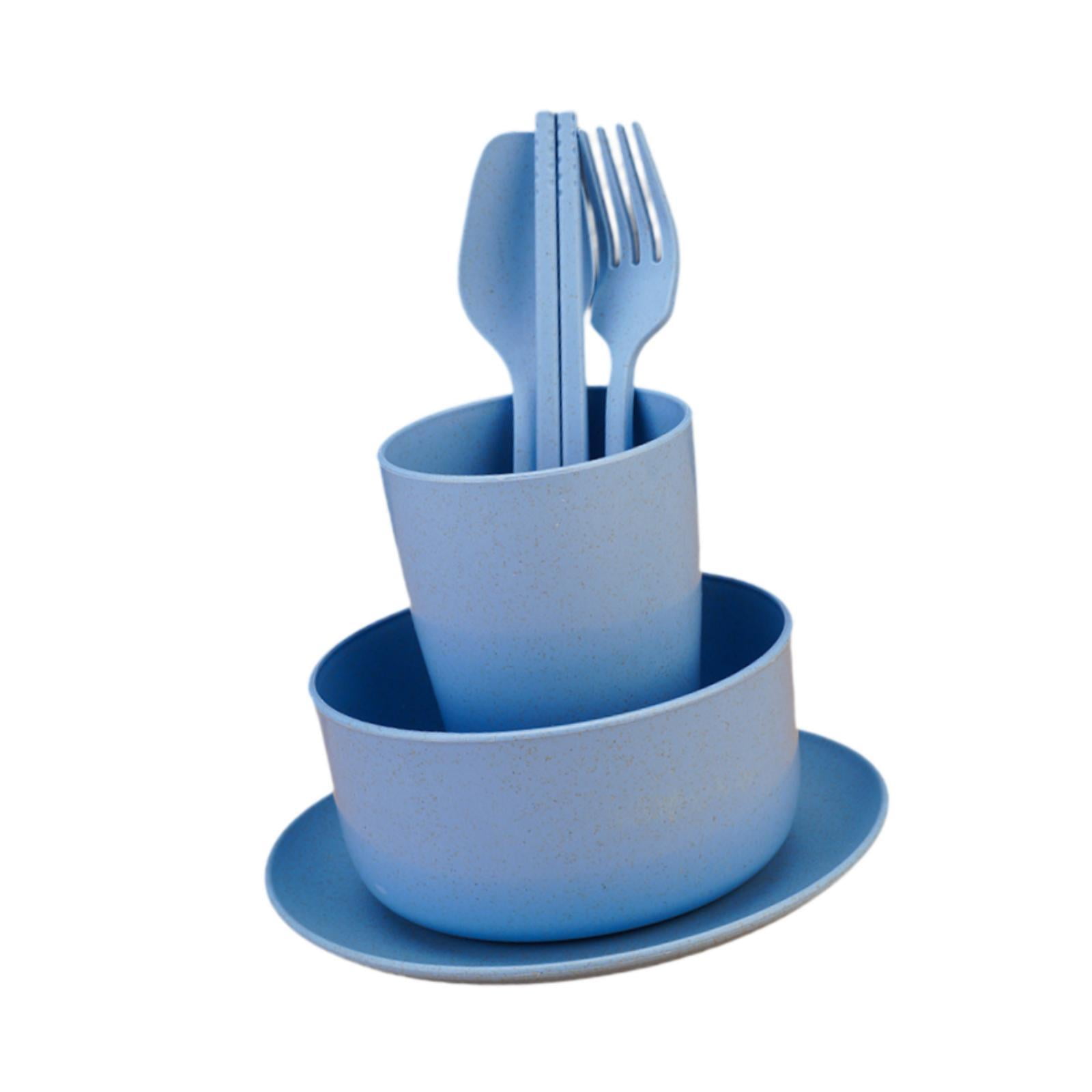 Bothyi - Juego De Vajilla De Paja De Trigo De 6 Piezas, Platos Y Cuencos Para Dormitorio Universitario, Rv Azul