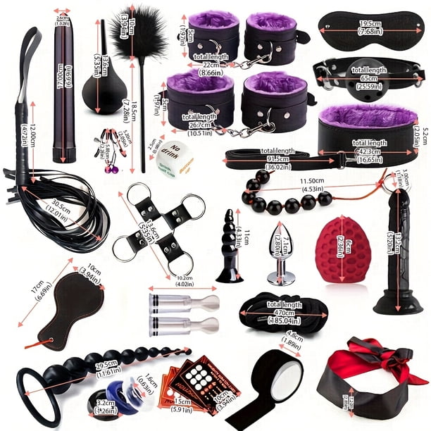 Adult BDSM Kit for Women - Handcuffs, Anal Plug, Vibrator - Sexy Toys for Erotic Sessions