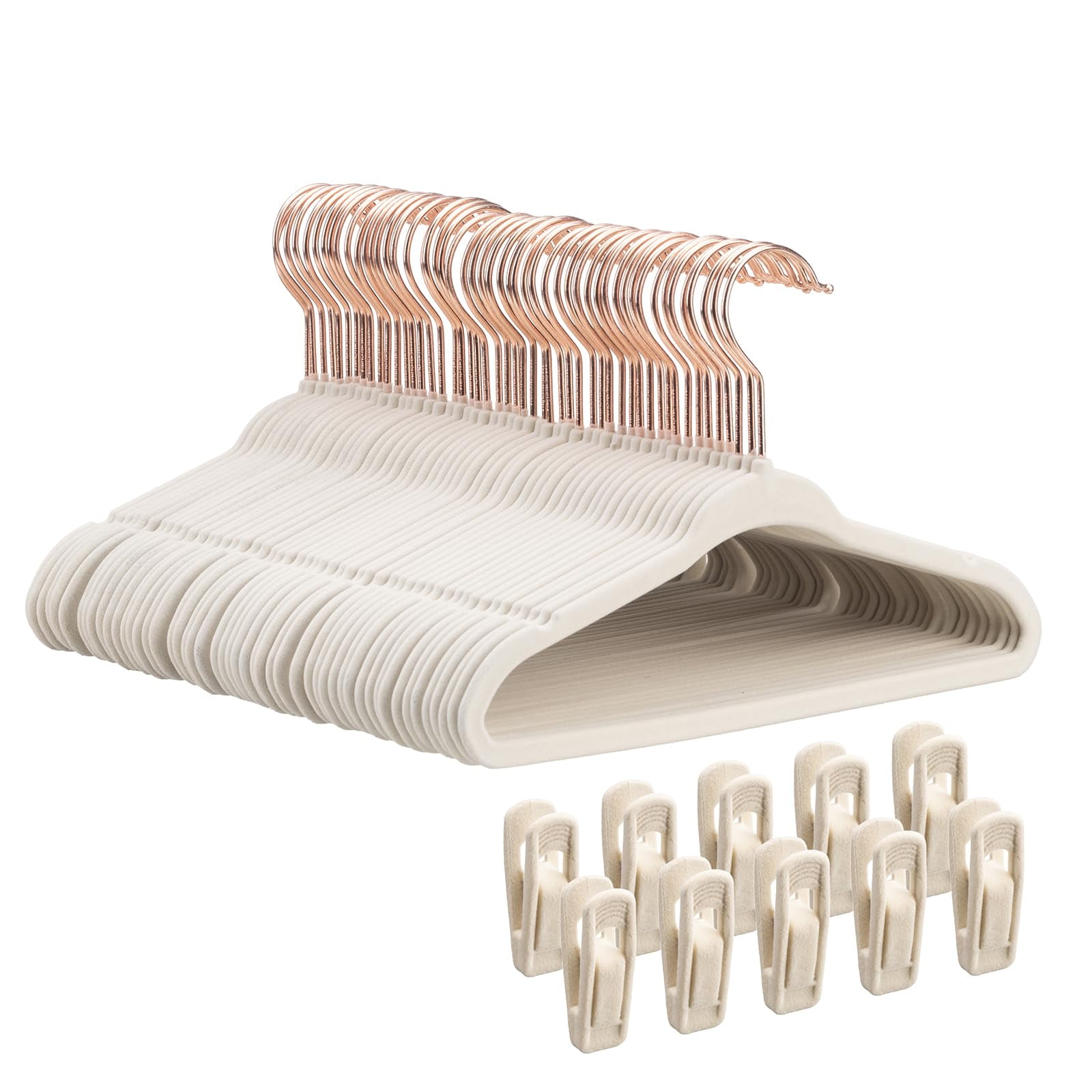 Perchas De Armario Para Bebés Tonswachic, Paquete De 50 Con 10 Clips (beige)