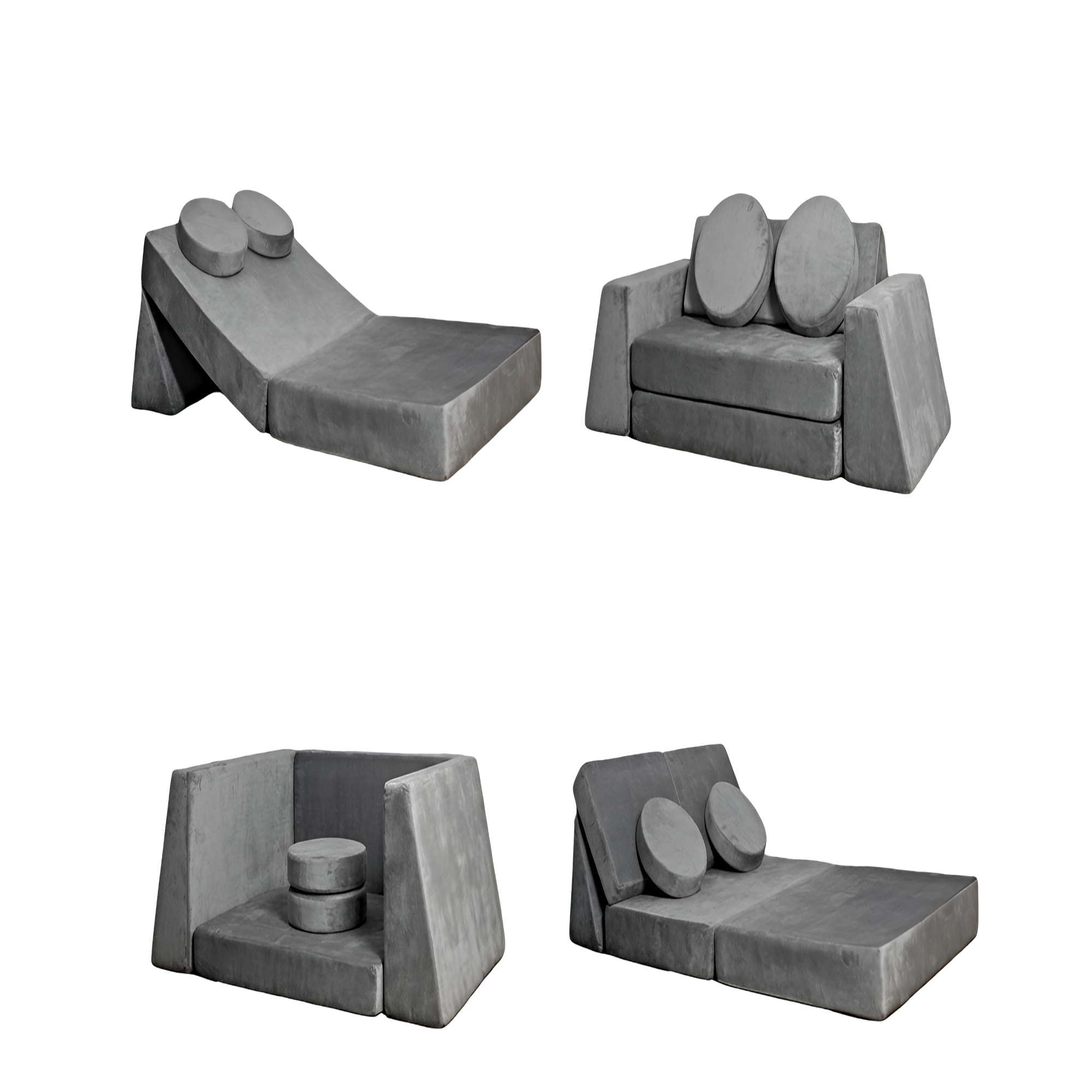 Genérico - Sofá Infantil Modular (sofá Cama) 5 Piezas Gris O.
