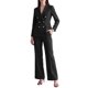thumbnail image 2 of INSPIRE CHIC Conjunto de Traje de Pantalón de 2 Piezas para Mujer, Blazer de Doble Botonadura de Manga Larga, Pantalones, Talla X Pequeña, Negro, 2 of 5