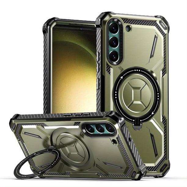 For Samsung Galaxy S23 S22 S21 Ultra S23 Plus Case Metal Kickstand Magnetic Case , Heavy Duty Bumper Shockproof Phone Case