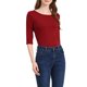 thumbnail image 4 of INSPIRE CHIC Camisetas de Mujer Mangas al Codo Cuello Barco Ajuste Ceñido Casual Vino Rojo XS, 4 of 8