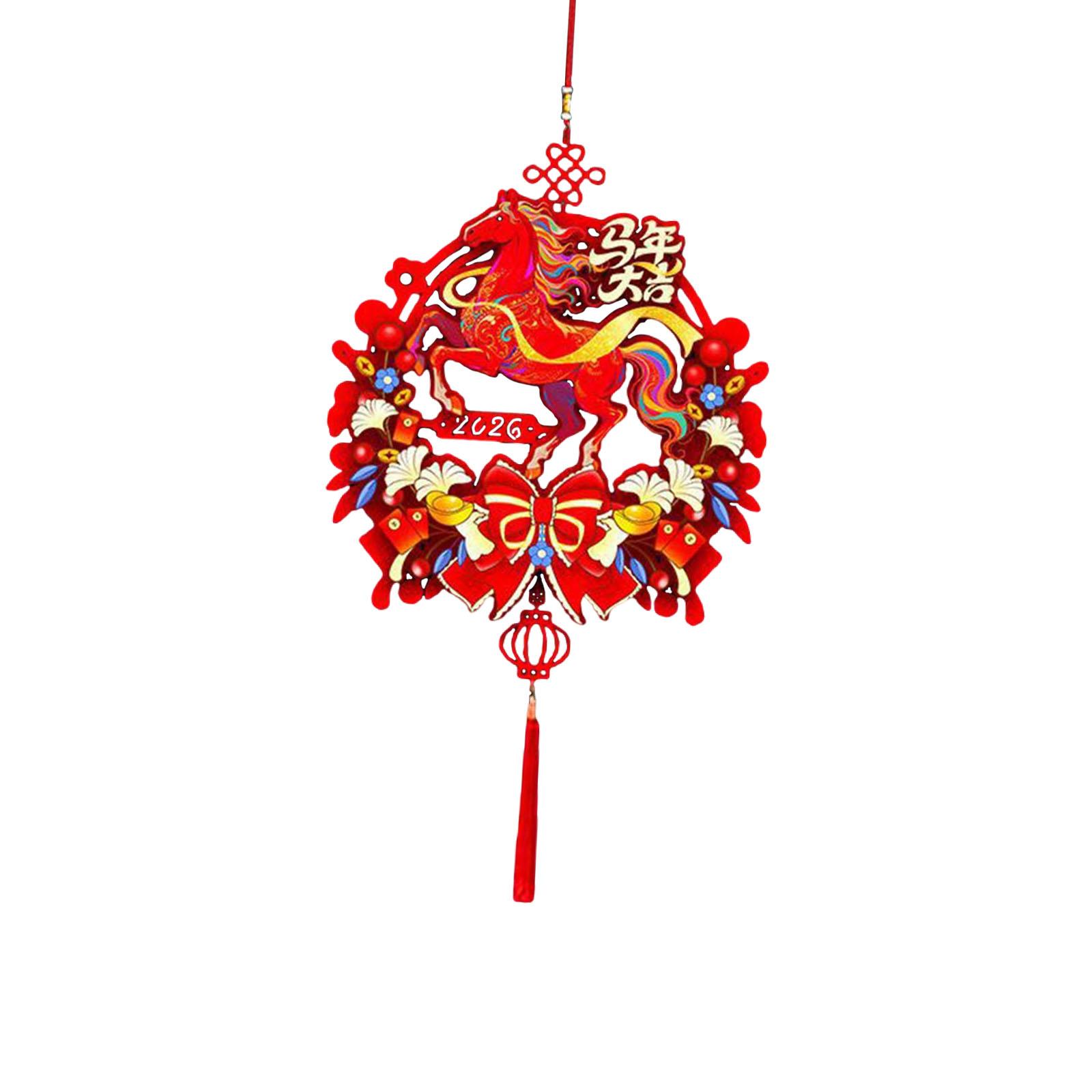 Magideal - Decoración Colgante De Año Nuevo Chino 2026, Caballo, Caracteres Chinos, Para El Hogar, Ventana, Dormitorio, Fiesta, Decoración De Pared, Días Festivo