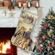 thumbnail image 1 of El Loto Blanco Tema: Calcetines de Navidad, fino lino blanco para colgar en escaleras y chimenea, decoración navideña para el hogar, regalo de Navidad. 45cm × 32cm, 1 of 5