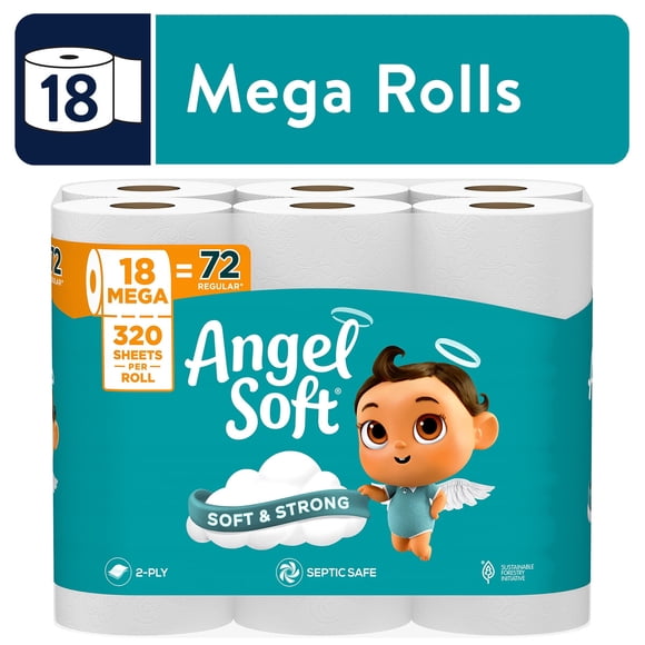 Papel higiénico Angel Soft 18 rollos Mega 2 capas 320 hojas