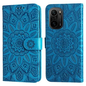 Funda Tipo Cartera Foxdock Para Xiaomi Poco F3 , Diseño Girasol En Relieve, Cuero Pu, Cierre Magnético, Soporte Y Tarjetero