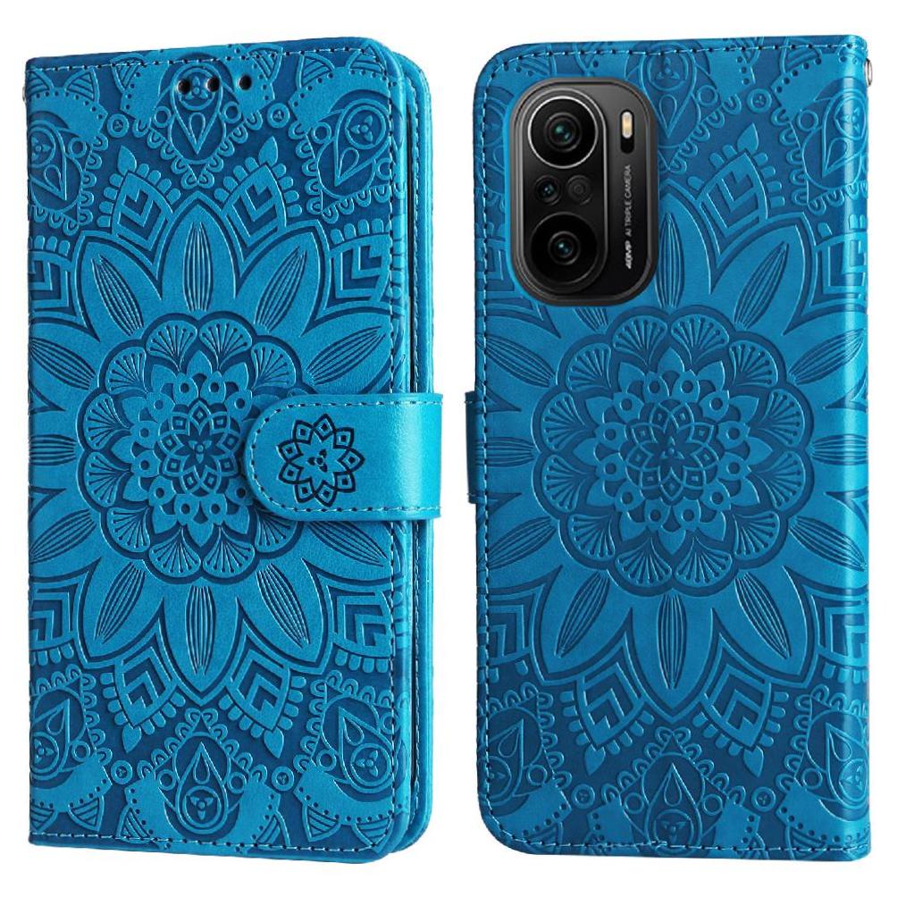 Funda Tipo Cartera Foxdock Para Xiaomi Poco F3 , Diseño Girasol En Relieve, Cuero Pu, Cierre Magnético, Soporte Y Tarjetero
