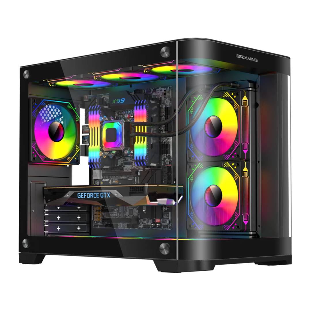 Gabinete Gamer Esgaming Viper - Negro, Micro-atx
