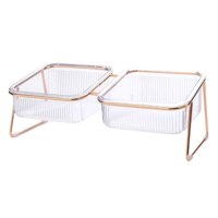 Magideal - Tazón De Comida Para Perros Y , Aperitivos Con Soporte De Hierro, Alimentador Antideslizante, Suministros Para Mascotas, Protección - Cuenco Doble