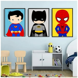 Genérico - Cuadros Decorativos Superhéroe Pack X 3 Uds 35X50 Cm C/U