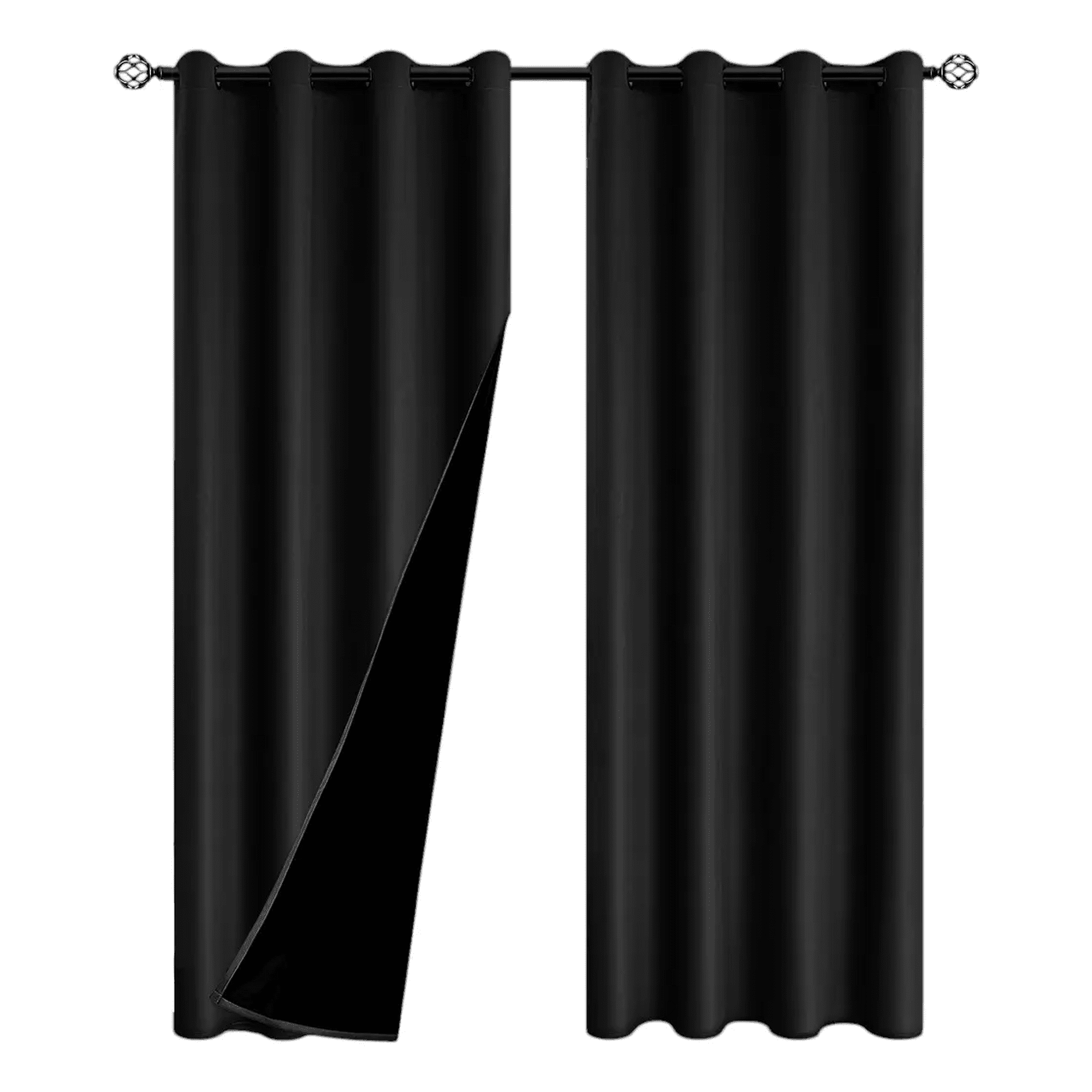 2 Paños Cortinas Belug Engomada Tela Fresca Negra 220x132 Cm