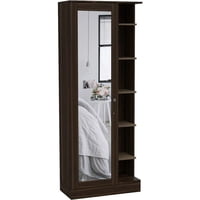 Fm Furniture - Closet 1 Puerta Con Espejo Cuerpo Completo 180,7X70X40,3 Cm Café