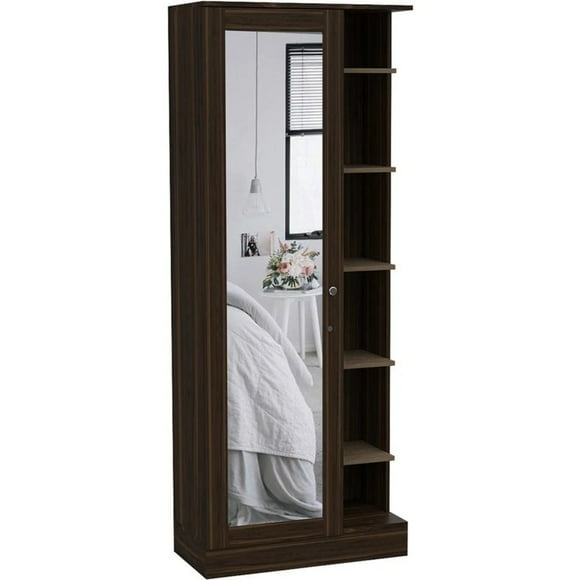 Closet 1 Puerta Con Espejo Cuerpo Completo 180,7x70x40,3 Cm Café