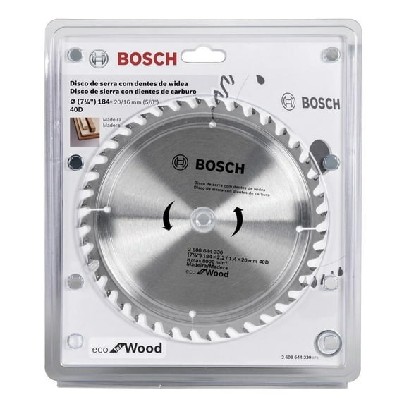 Disco Sierra Circular Ecoline 184 x 20 x 4 mm de espesor, 40 dientes