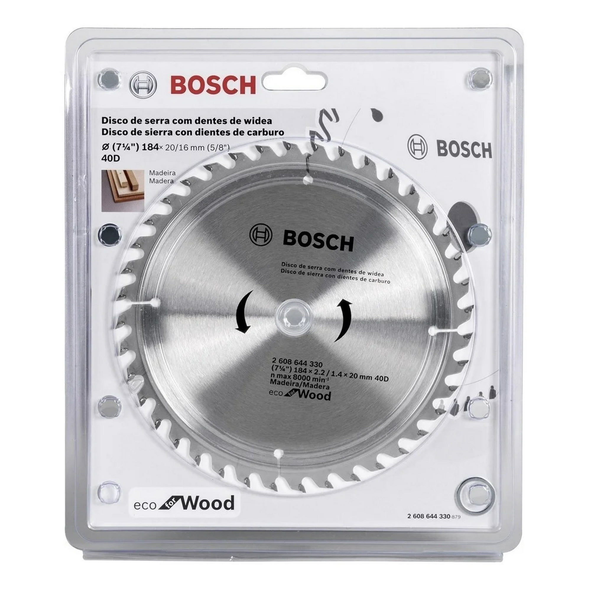 Bosch - Disco Sierra Circular Ecoline 184 X 20 X 4 Mm De Espesor, 40 Dientes