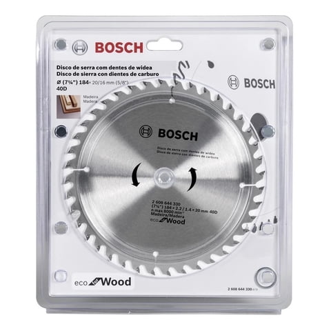 Bosch - Disco Sierra Circular Ecoline 184 X 20 X 4 Mm De Espesor, 40 Dientes